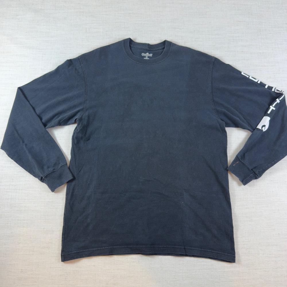 Carhartt Mens Long Sleeve Graphic Logo T-Shirt Black Size M Workwear Cotton